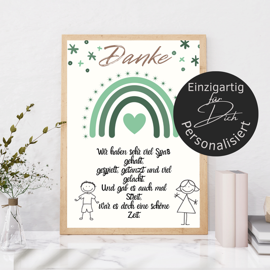 Danke Abschiedsgeschenk Erzieherin | Poster Kita Regenbogen | Digitaler Download