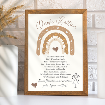 Personalisierbares Danke Poster für Erzieher/in. Digitaler Download – sofort ausdrucken & verschenken. Perfektes Abschiedsgeschenk Kindergarten.