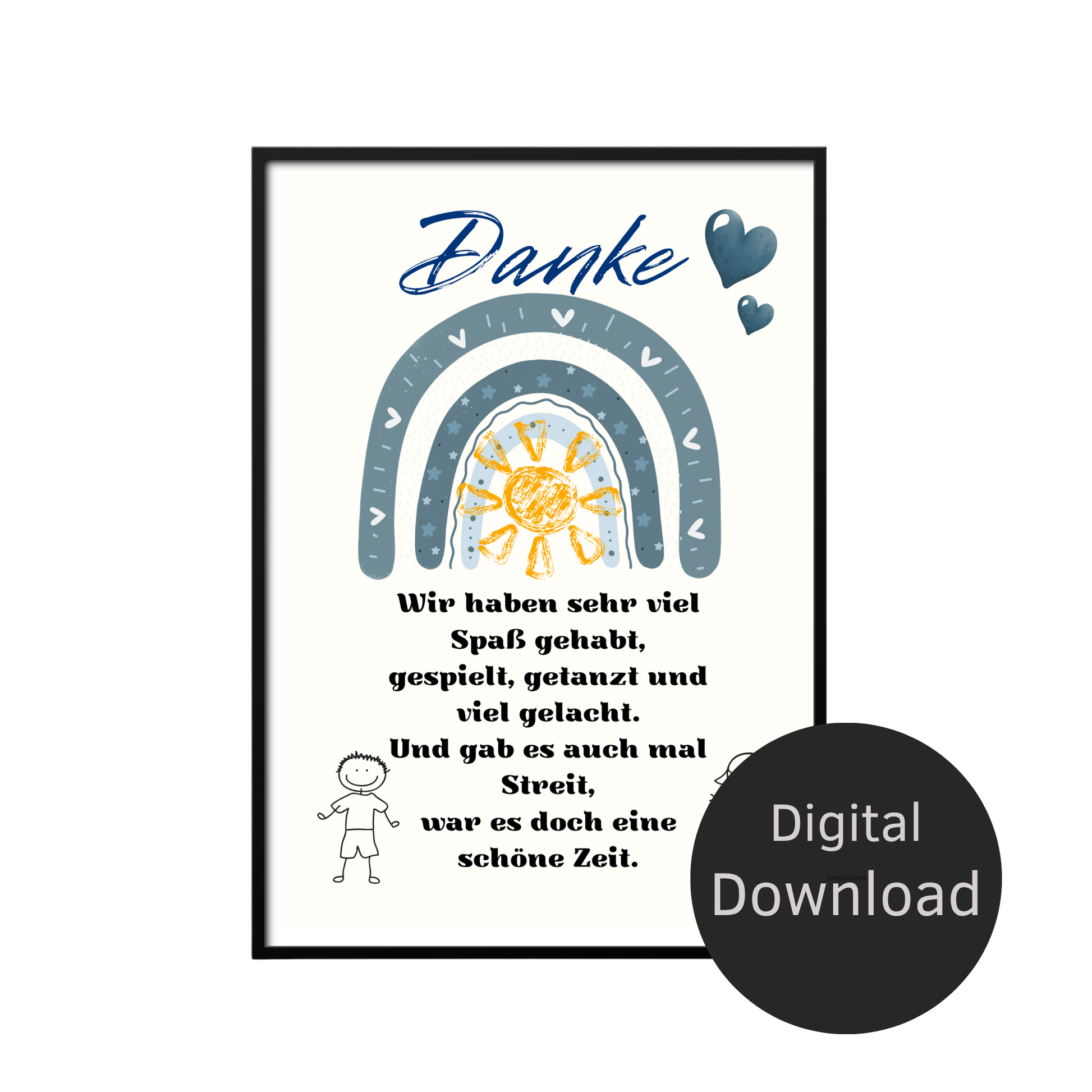 Digitaler Download Poster "Danke" für Erzieher/in – Abschiedsgeschenk Kita DIN A4