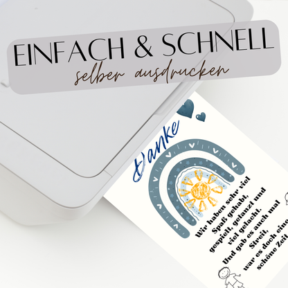 Digitaler Download Poster "Danke" für Erzieher/in – Abschiedsgeschenk Kita DIN A4