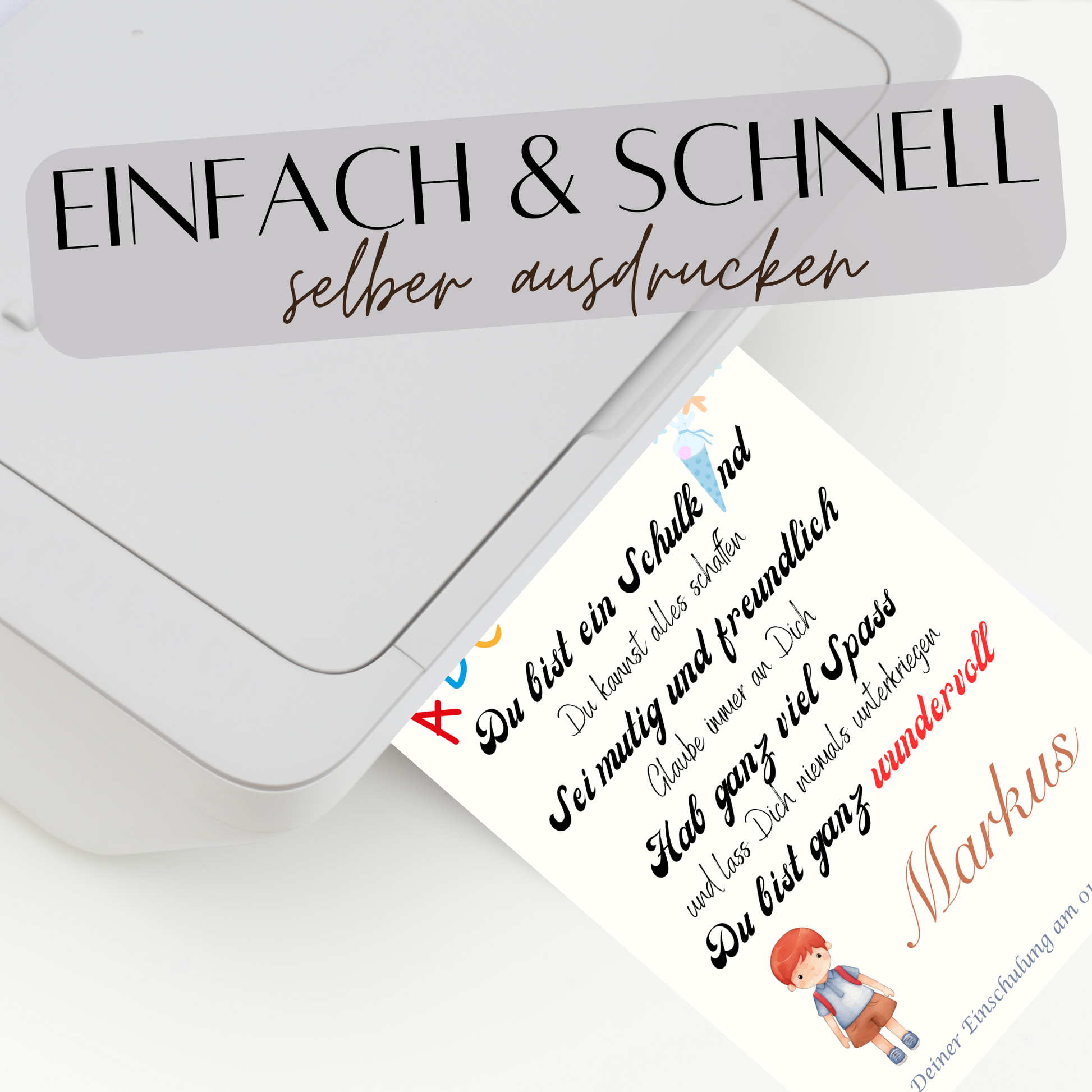 Personalisierte ABC-Urkunde zur Einschulung für Jungen – mit Name & Datum. Digitaler Download als Last-Minute-Geschenk. Einfach ausdrucken & einrahmen.