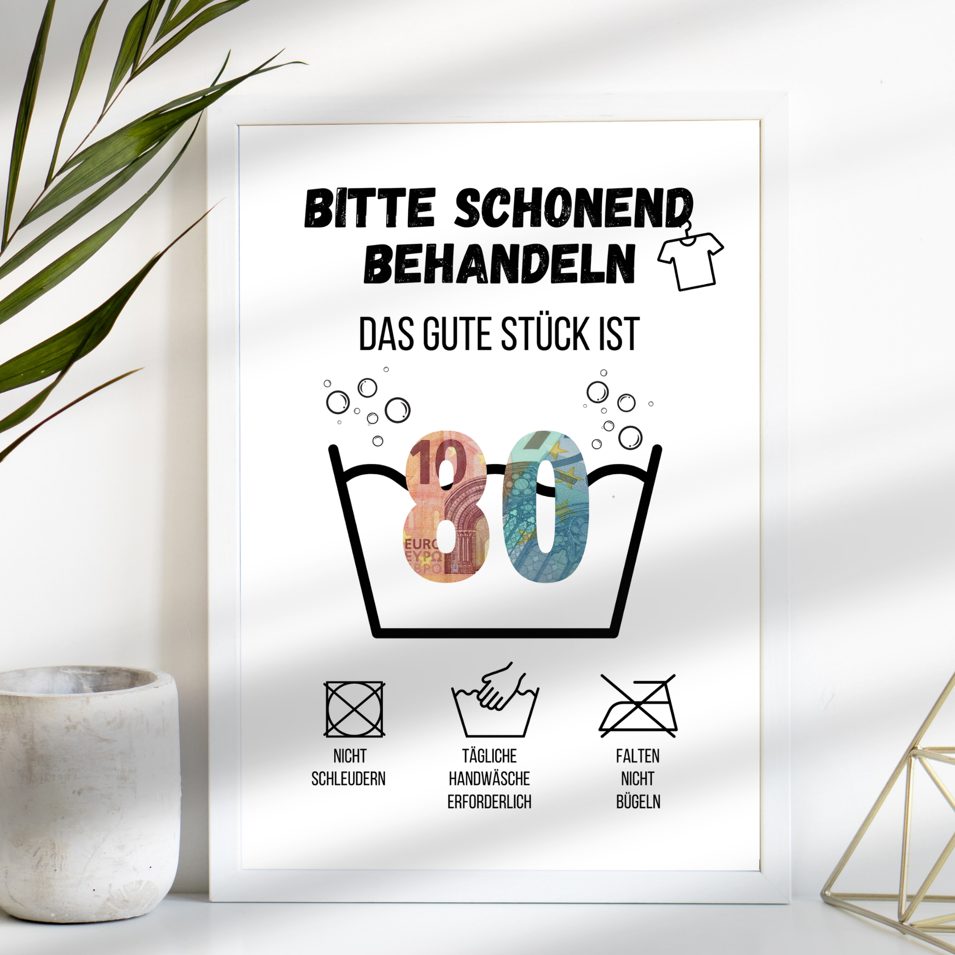 Originelles Geldgeschenk zum 80. Geburtstag: DIY "Waschanleitung" Vorlage zum Ausdrucken. Digitaler Download, Last-Minute Geschenkidee!