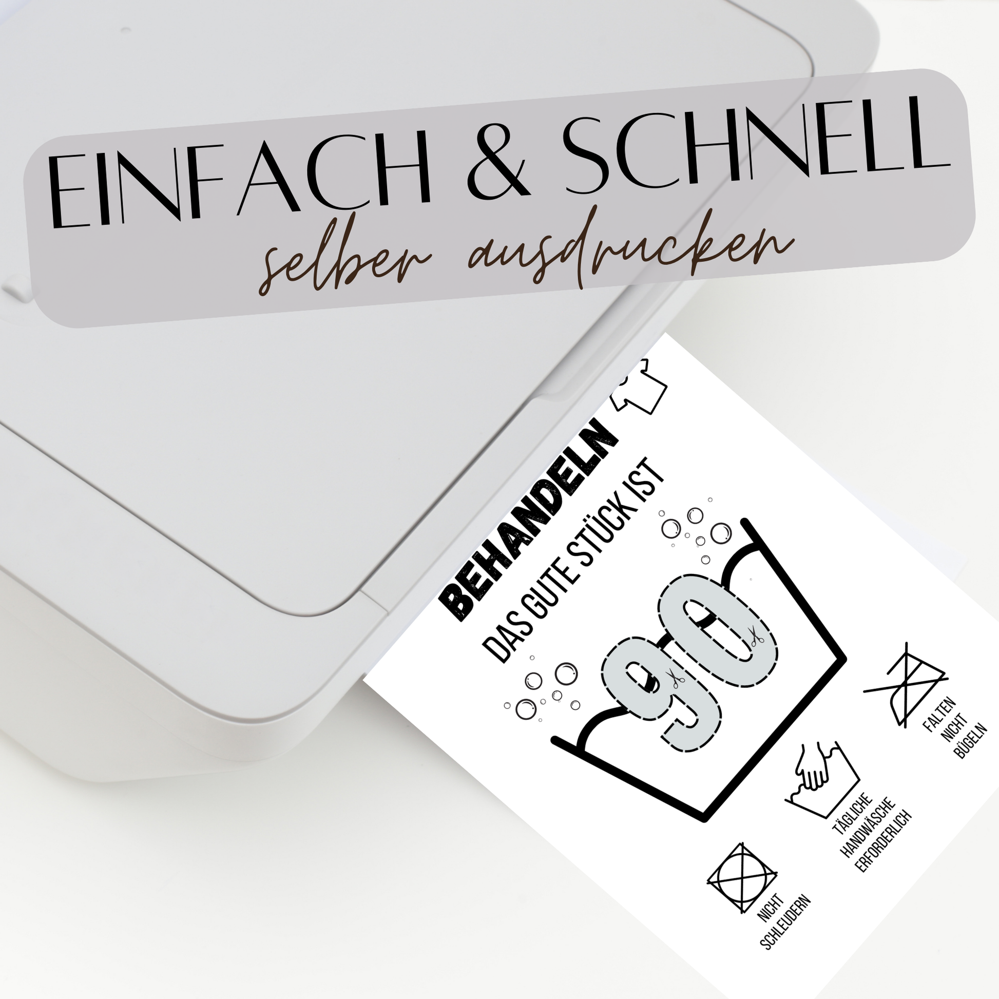 Originelles Geldgeschenk zum 90. Geburtstag: Waschanleitung als PDF-Download. Einfach ausdrucken, gestalten & verschenken. Perfekt als Last-Minute-Idee!