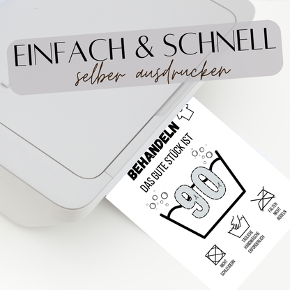 Originelles Geldgeschenk zum 90. Geburtstag: Waschanleitung als PDF-Download. Einfach ausdrucken, gestalten & verschenken. Perfekt als Last-Minute-Idee!