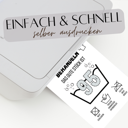 Originelles Geldgeschenk zum 95. Geburtstag: PDF-Vorlage „Waschanleitung“ zum Ausdrucken. Perfekt als Last Minute Geschenkidee zum Selbermachen. Sofort-Download!
