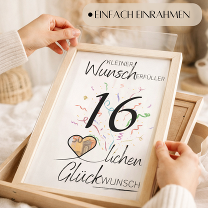 Geldgeschenk 16. Geburtstag Wunscherfüller | Digitaler Download | Last Minute Geschenkidee zum Ausdrucken