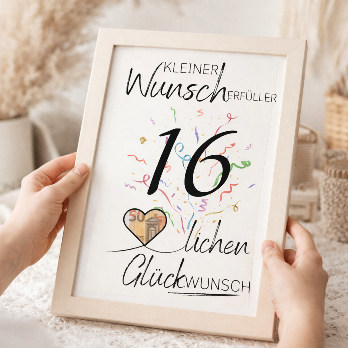 Geldgeschenk 16. Geburtstag Wunscherfüller | Digitaler Download | Last Minute Geschenkidee zum Ausdrucken