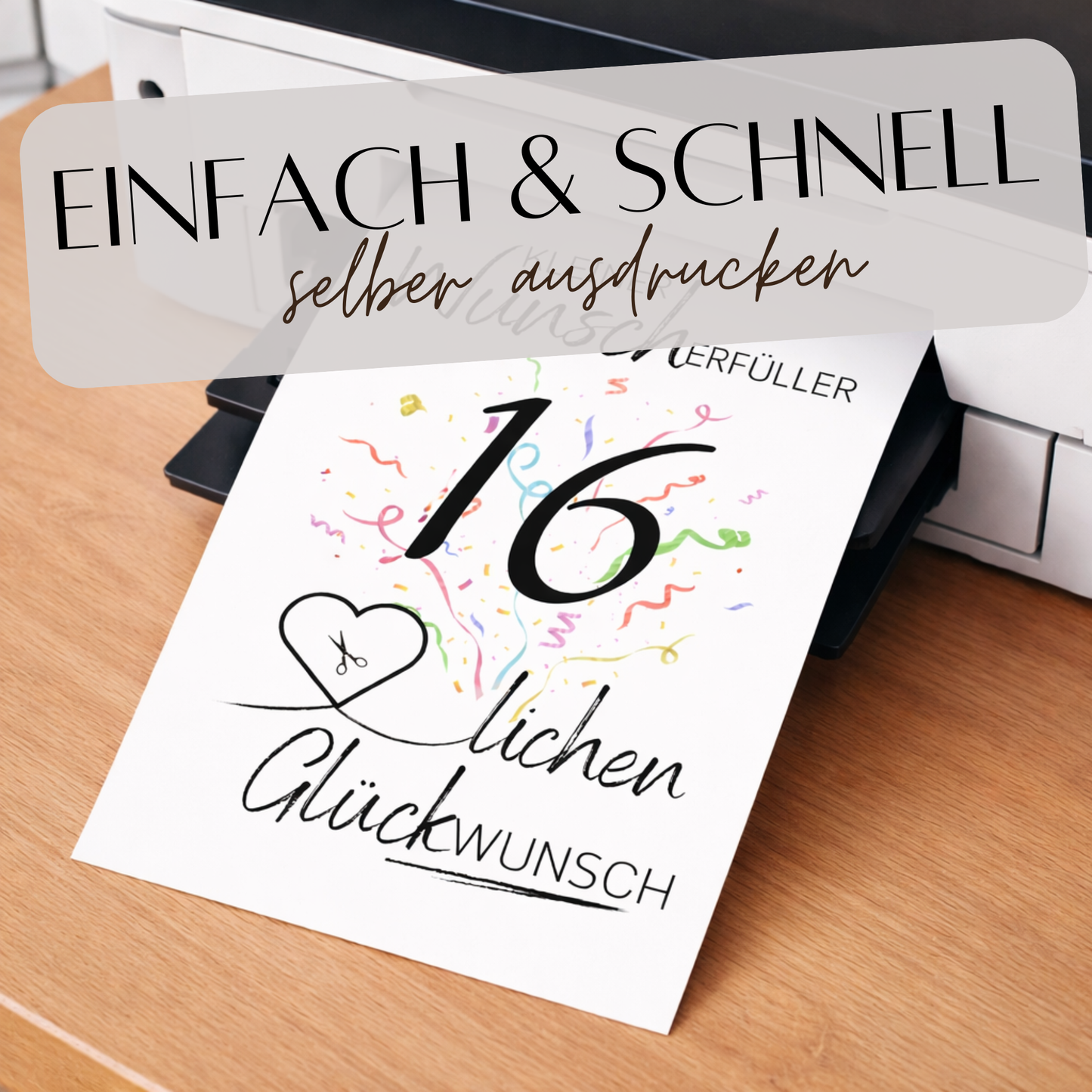 Geldgeschenk 16. Geburtstag Wunscherfüller | Digitaler Download | Last Minute Geschenkidee zum Ausdrucken