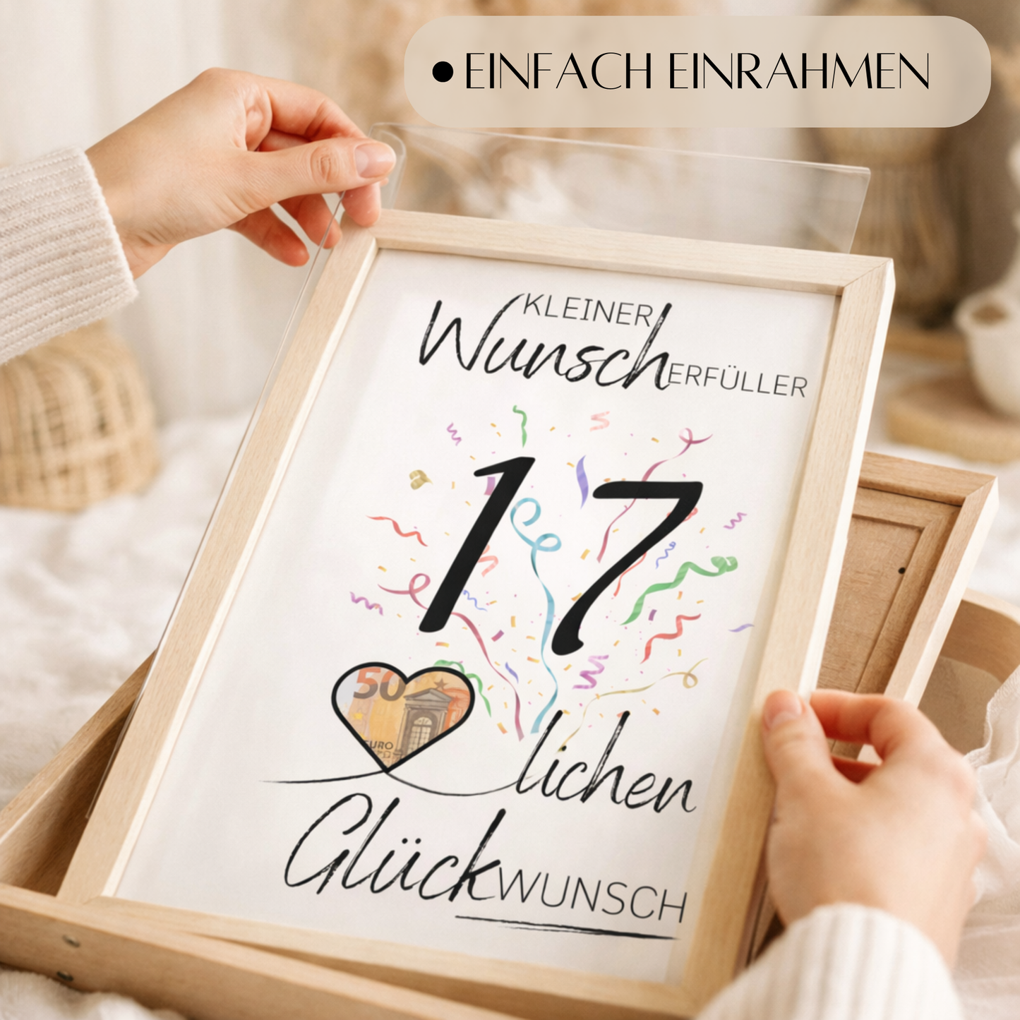 Geldgeschenk 17. Geburtstag Wunscherfüller | Digitaler Download | Last Minute Geschenkidee zum Ausdrucken