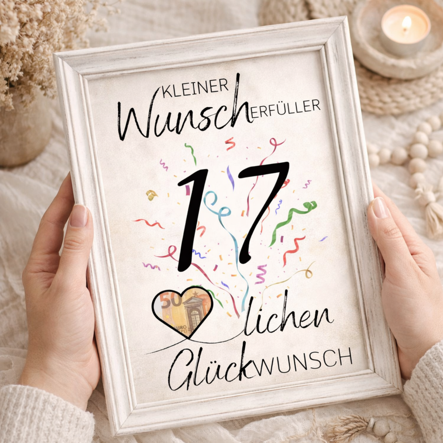 Geldgeschenk 17. Geburtstag Wunscherfüller | Digitaler Download | Last Minute Geschenkidee zum Ausdrucken