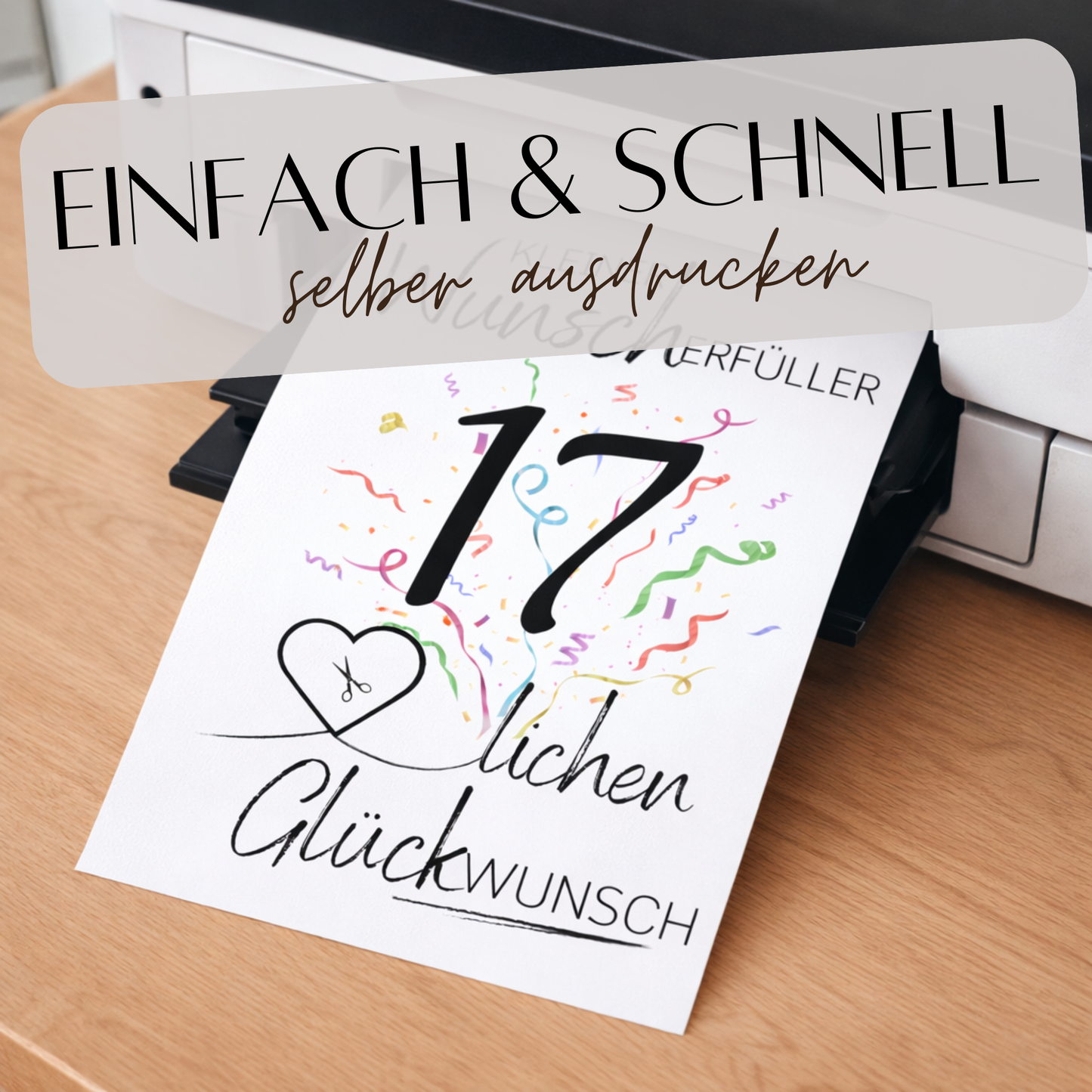 Geldgeschenk 17. Geburtstag Wunscherfüller | Digitaler Download | Last Minute Geschenkidee zum Ausdrucken