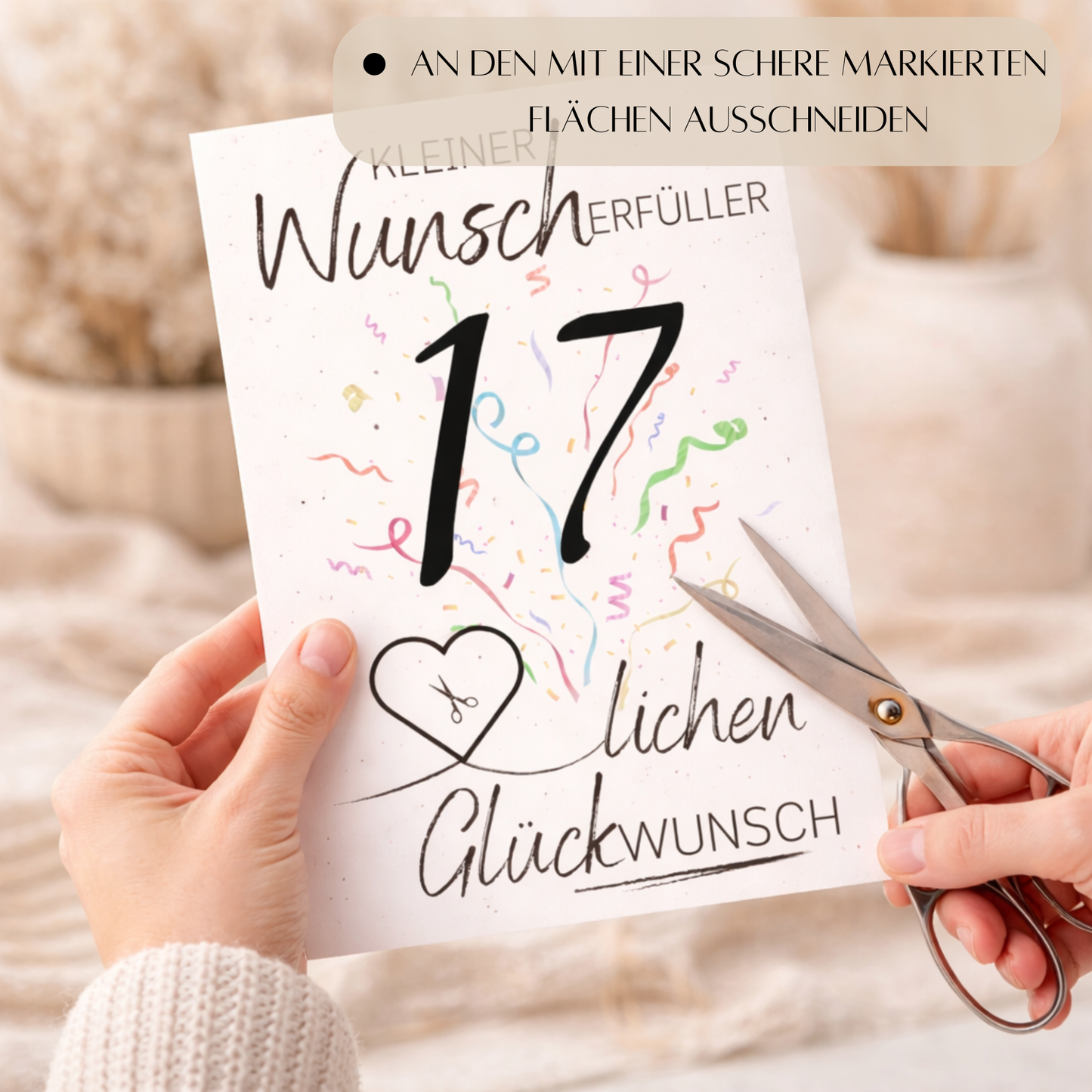 Geldgeschenk 17. Geburtstag Wunscherfüller | Digitaler Download | Last Minute Geschenkidee zum Ausdrucken