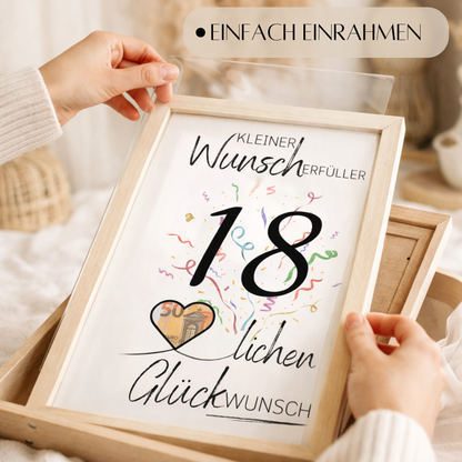Geldgeschenk 18. Geburtstag Wunscherfüller | Digitaler Download | Last Minute Geschenkidee zum Ausdrucken