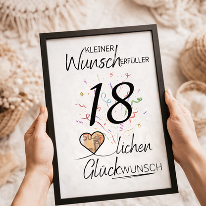 Geldgeschenk 18. Geburtstag Wunscherfüller | Digitaler Download | Last Minute Geschenkidee zum Ausdrucken