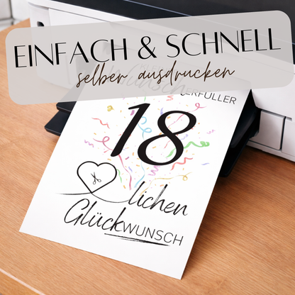 Geldgeschenk 18. Geburtstag Wunscherfüller | Digitaler Download | Last Minute Geschenkidee zum Ausdrucken