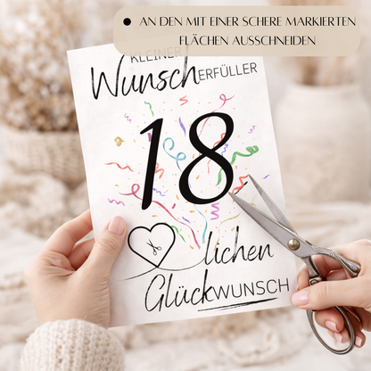 Geldgeschenk 18. Geburtstag Wunscherfüller | Digitaler Download | Last Minute Geschenkidee zum Ausdrucken