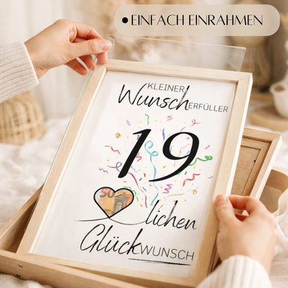 Geldgeschenk 19. Geburtstag Wunscherfüller | Digitaler Download | Last Minute Geschenkidee zum Ausdrucken
