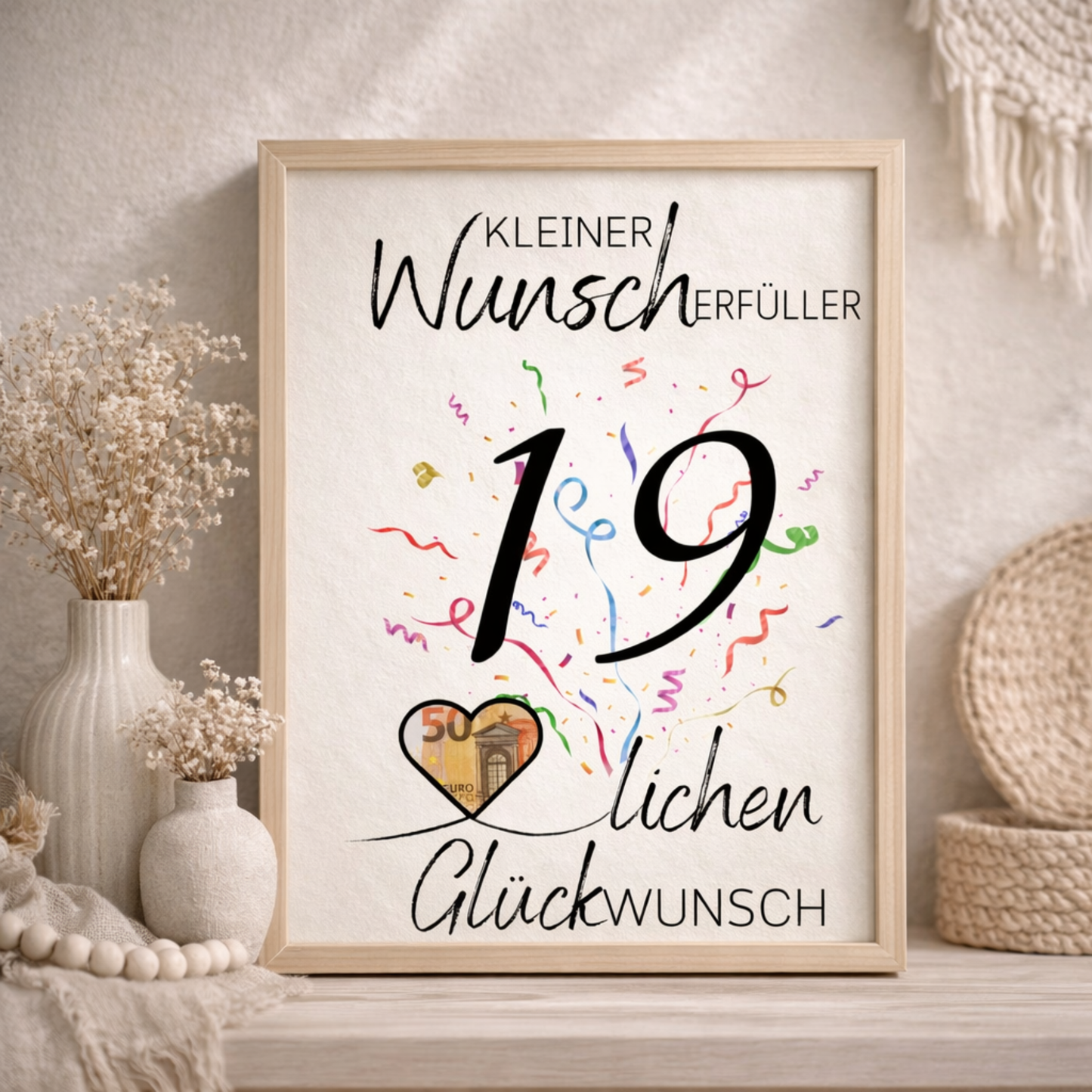 Geldgeschenk 19. Geburtstag Wunscherfüller | Digitaler Download | Last Minute Geschenkidee zum Ausdrucken