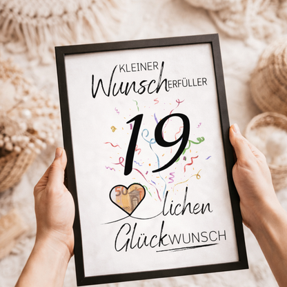 Geldgeschenk 19. Geburtstag Wunscherfüller | Digitaler Download | Last Minute Geschenkidee zum Ausdrucken