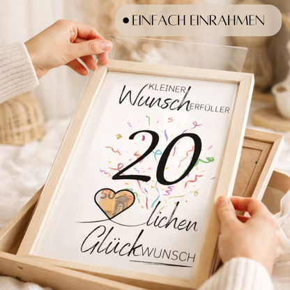 Geldgeschenk 20. Geburtstag Wunscherfüller | Digitaler Download | Last Minute Geschenkidee zum Ausdrucken