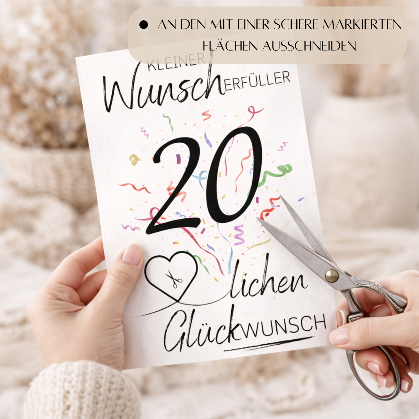 Geldgeschenk 20. Geburtstag Wunscherfüller | Digitaler Download | Last Minute Geschenkidee zum Ausdrucken