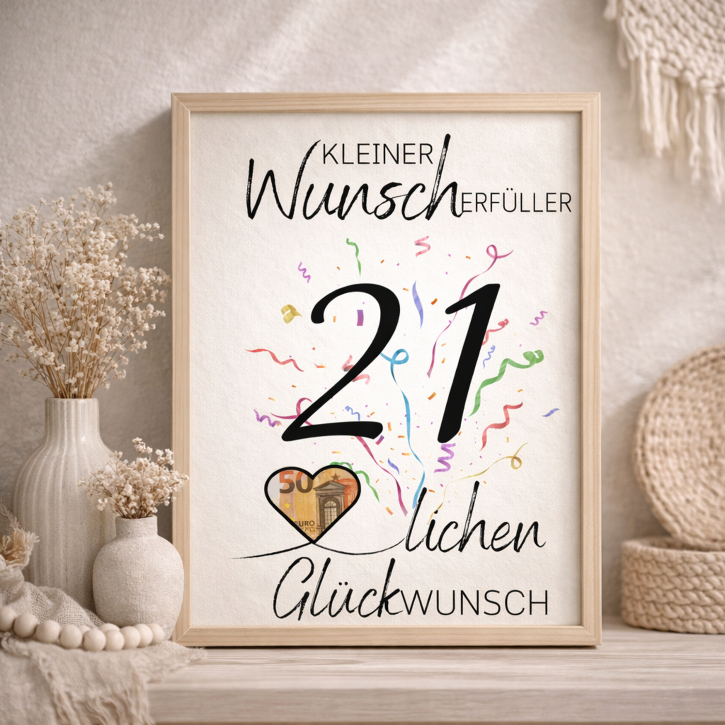 Geldgeschenk 21. Geburtstag Wunscherfüller | Digitaler Download | Last Minute Geschenkidee zum Ausdrucken