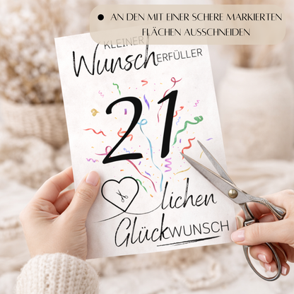 Geldgeschenk 21. Geburtstag Wunscherfüller | Digitaler Download | Last Minute Geschenkidee zum Ausdrucken
