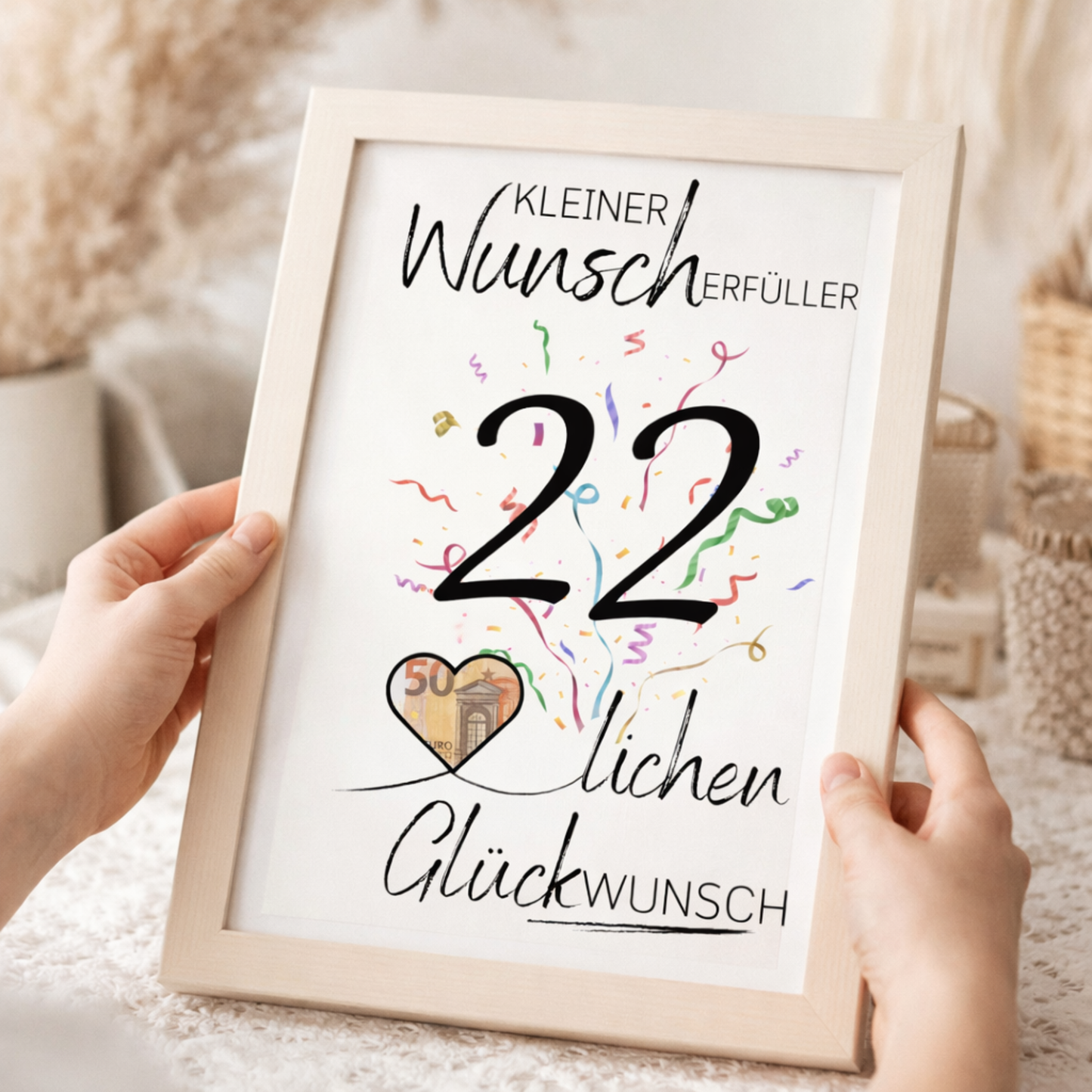 Geldgeschenk 22. Geburtstag Wunscherfüller | Digitaler Download | Last Minute Geschenkidee zum Ausdrucken