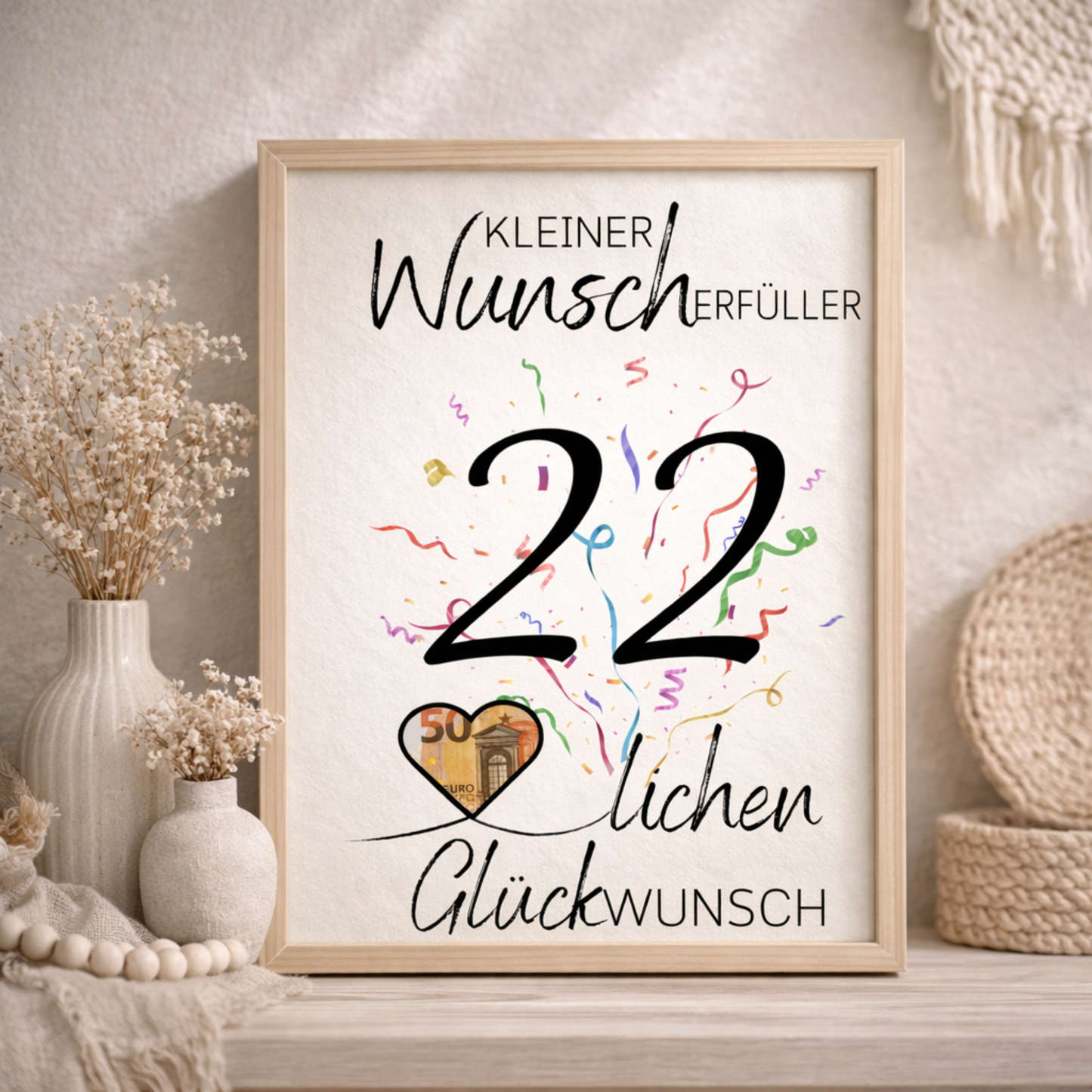 Geldgeschenk 22. Geburtstag Wunscherfüller | Digitaler Download | Last Minute Geschenkidee zum Ausdrucken