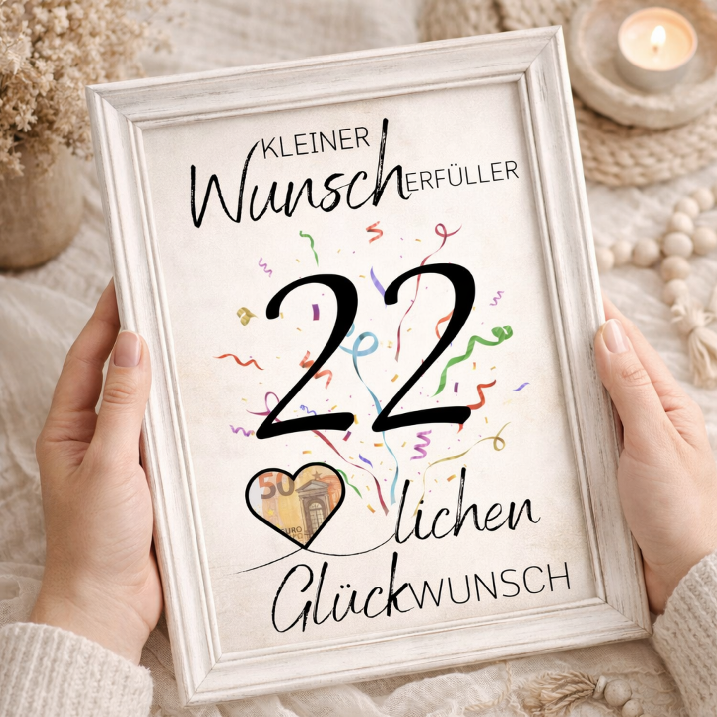 Geldgeschenk 22. Geburtstag Wunscherfüller | Digitaler Download | Last Minute Geschenkidee zum Ausdrucken