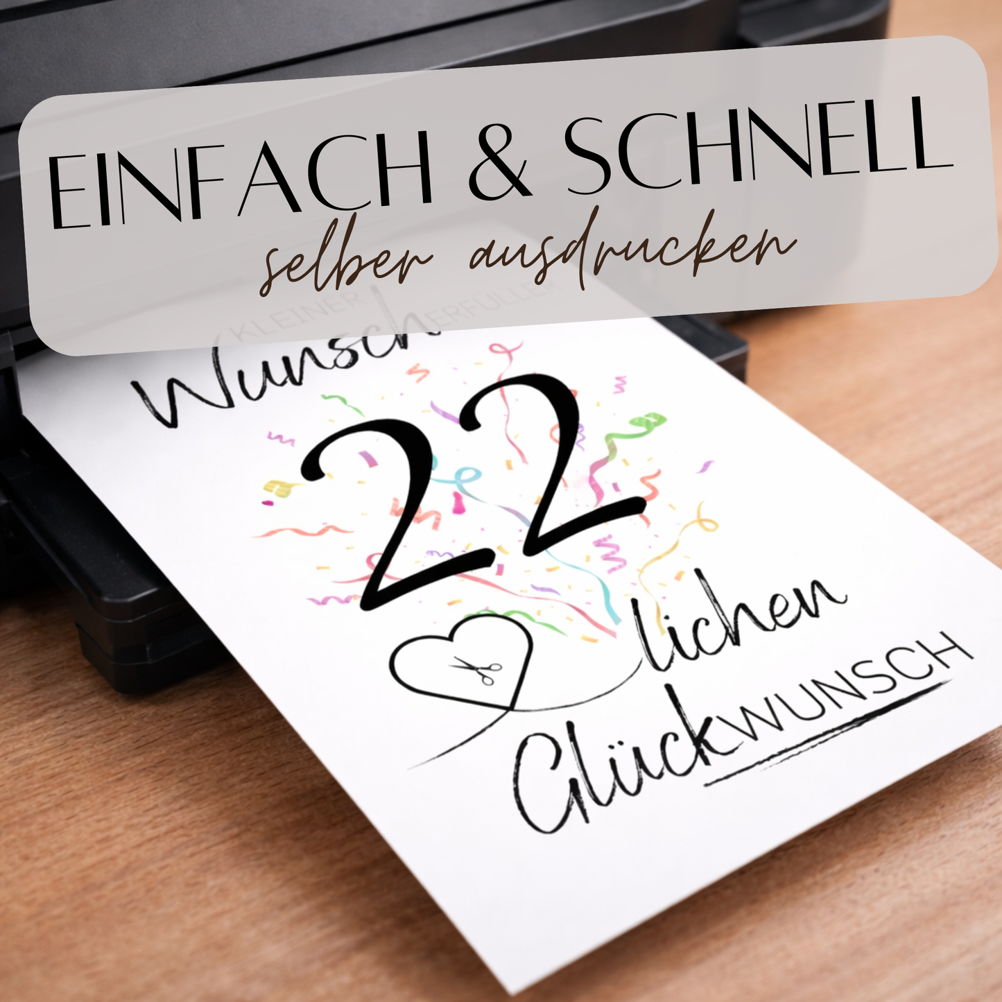 Geldgeschenk 22. Geburtstag Wunscherfüller | Digitaler Download | Last Minute Geschenkidee zum Ausdrucken