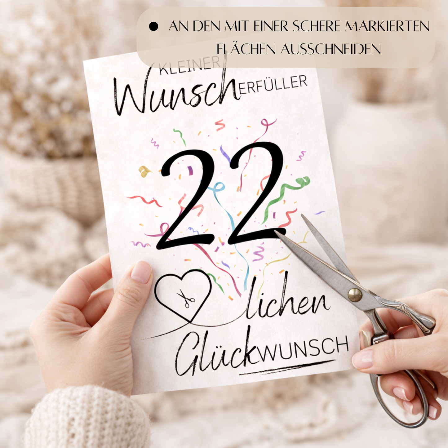 Geldgeschenk 22. Geburtstag Wunscherfüller | Digitaler Download | Last Minute Geschenkidee zum Ausdrucken