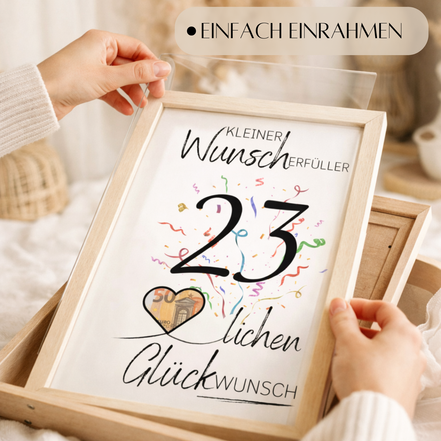 Geldgeschenk 23. Geburtstag Wunscherfüller | Digitaler Download | Last Minute Geschenkidee zum Ausdrucken