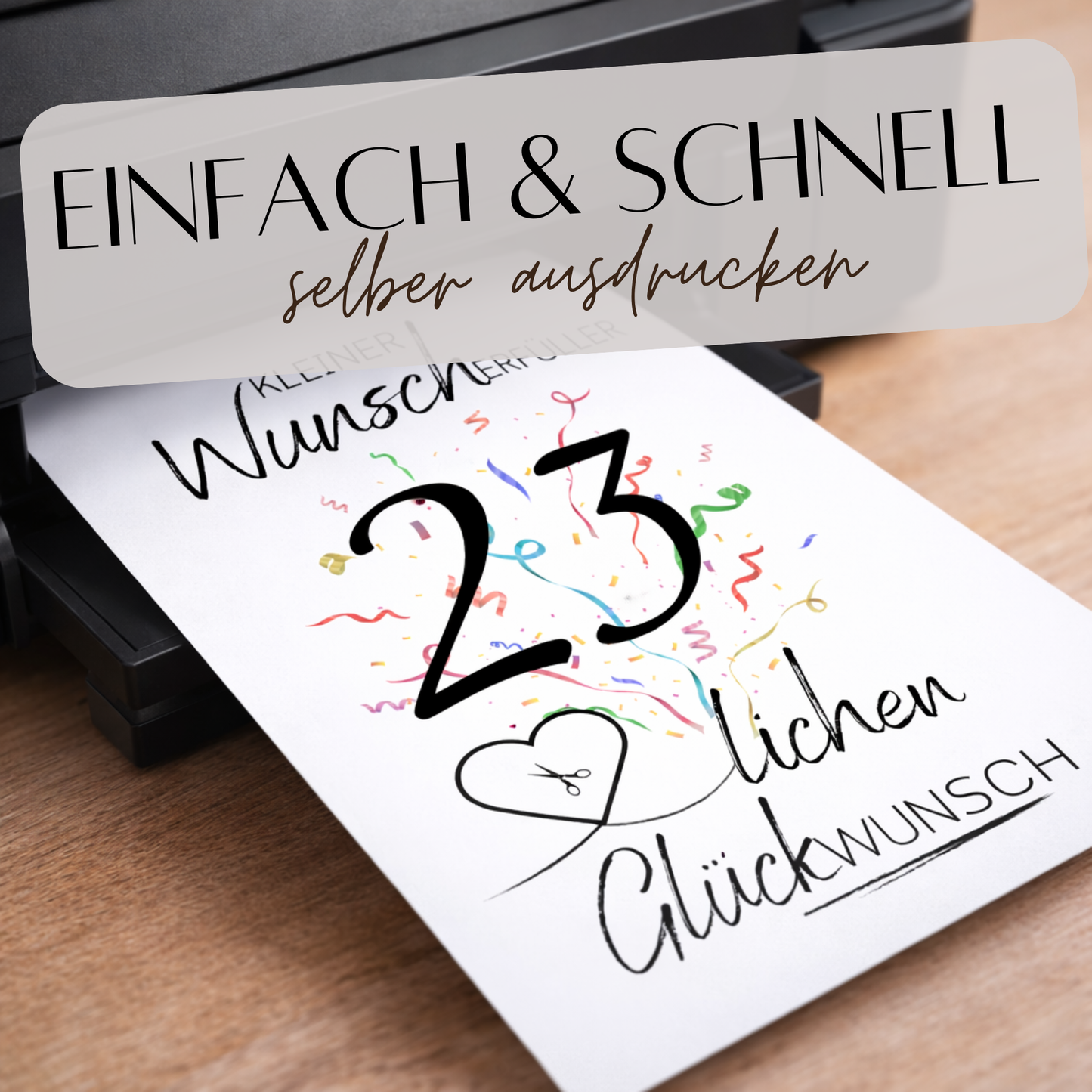 Geldgeschenk 23. Geburtstag Wunscherfüller | Digitaler Download | Last Minute Geschenkidee zum Ausdrucken