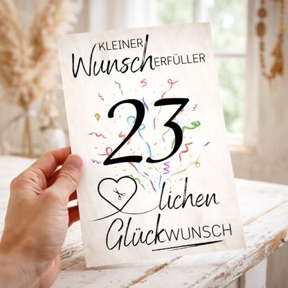 Geldgeschenk 23. Geburtstag Wunscherfüller | Digitaler Download | Last Minute Geschenkidee zum Ausdrucken