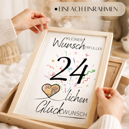 Geldgeschenk 24. Geburtstag Wunscherfüller | Digitaler Download | Last Minute Geschenkidee zum Ausdrucken