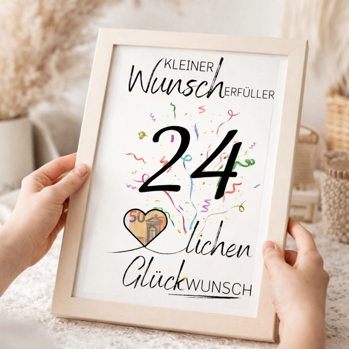 Geldgeschenk 24. Geburtstag Wunscherfüller | Digitaler Download | Last Minute Geschenkidee zum Ausdrucken