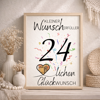 Geldgeschenk 24. Geburtstag Wunscherfüller | Digitaler Download | Last Minute Geschenkidee zum Ausdrucken