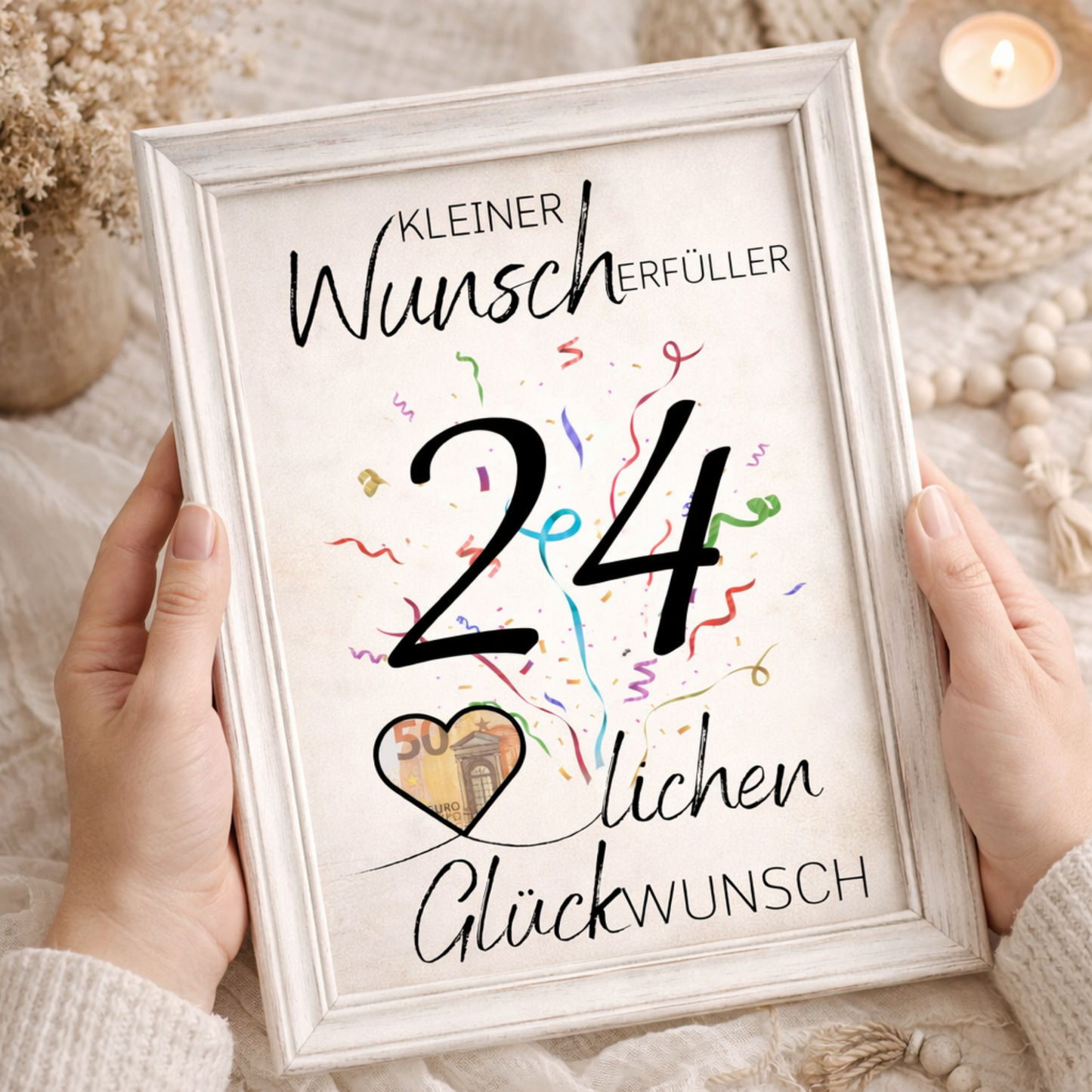 Geldgeschenk 24. Geburtstag Wunscherfüller | Digitaler Download | Last Minute Geschenkidee zum Ausdrucken