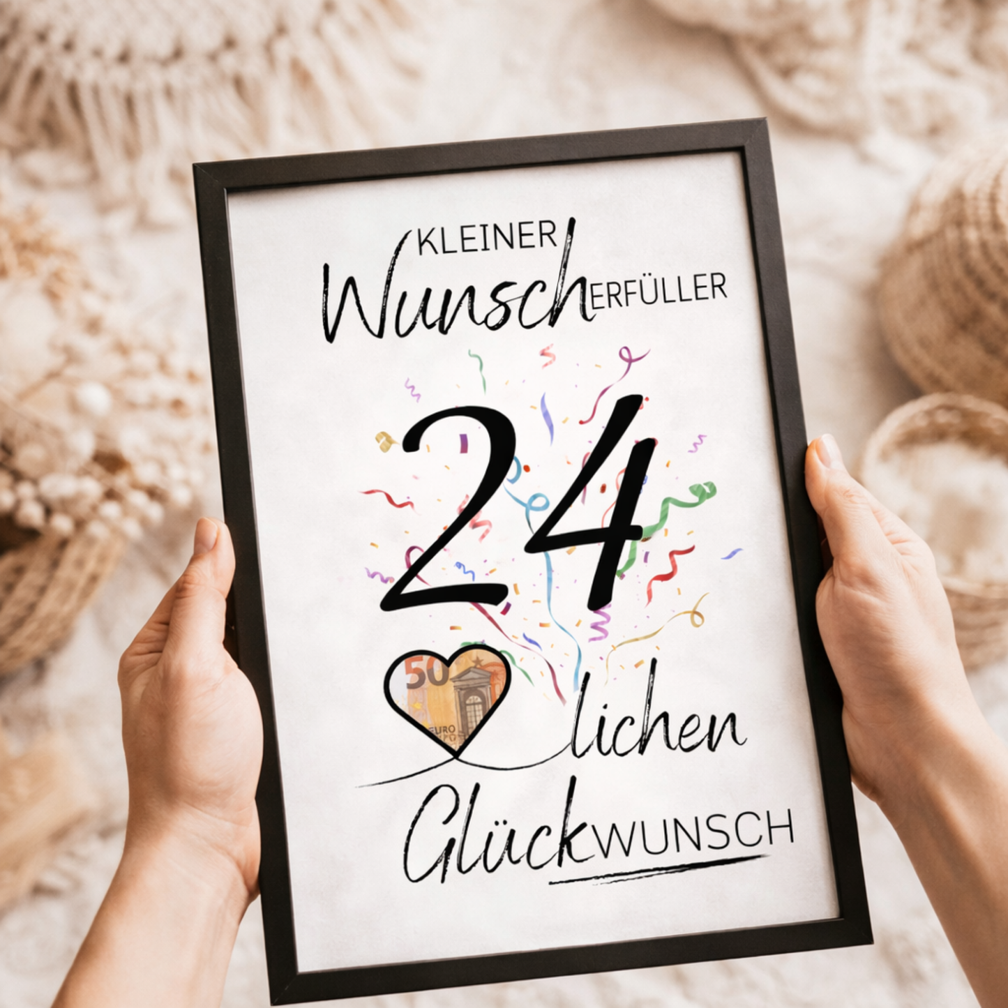 Geldgeschenk 24. Geburtstag Wunscherfüller | Digitaler Download | Last Minute Geschenkidee zum Ausdrucken