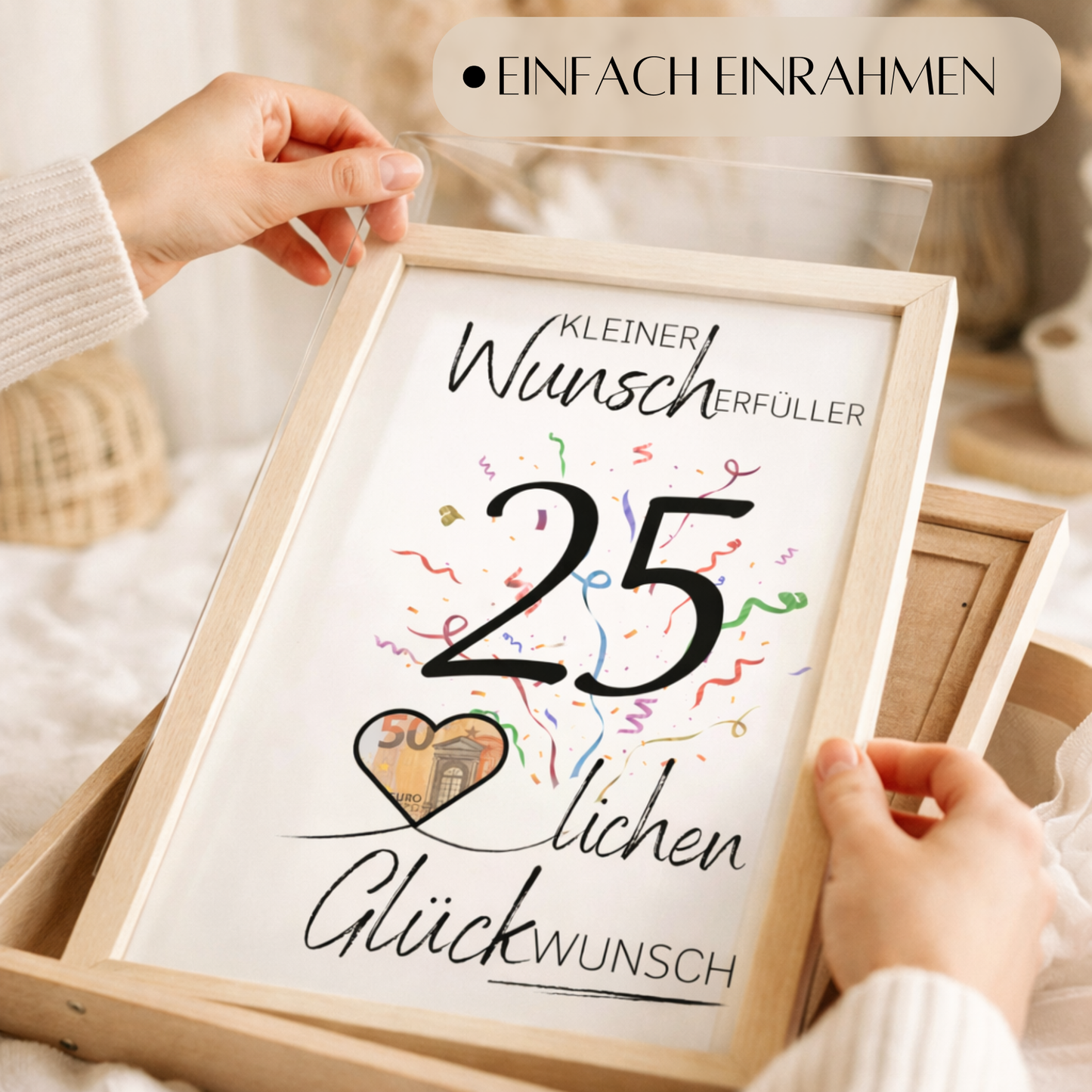 Geldgeschenk 25. Geburtstag Wunscherfüller | Digitaler Download | Last Minute Geschenkidee zum Ausdrucken