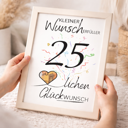 Geldgeschenk 25. Geburtstag Wunscherfüller | Digitaler Download | Last Minute Geschenkidee zum Ausdrucken