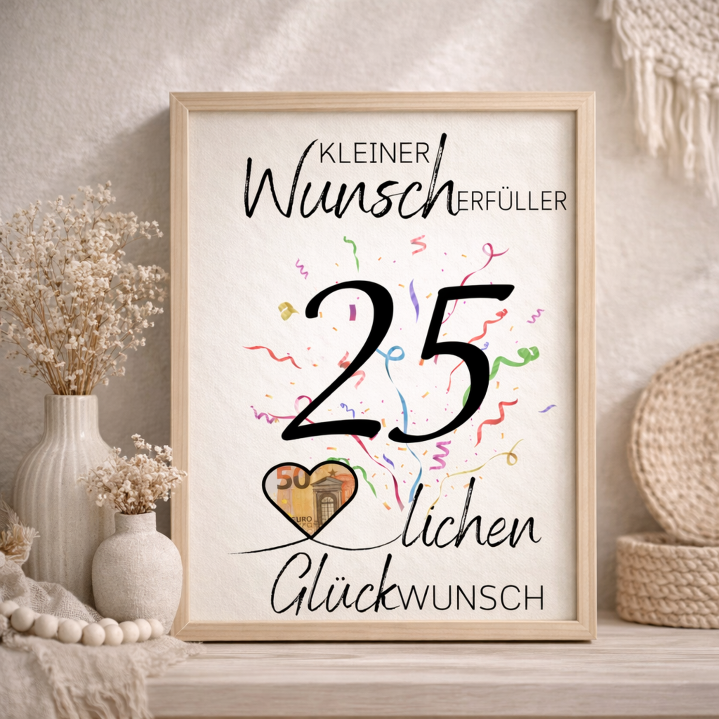 Geldgeschenk 25. Geburtstag Wunscherfüller | Digitaler Download | Last Minute Geschenkidee zum Ausdrucken