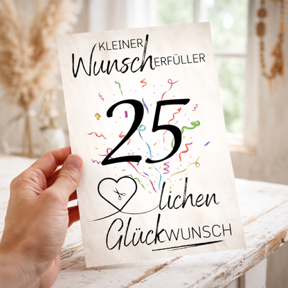 Geldgeschenk 25. Geburtstag Wunscherfüller | Digitaler Download | Last Minute Geschenkidee zum Ausdrucken