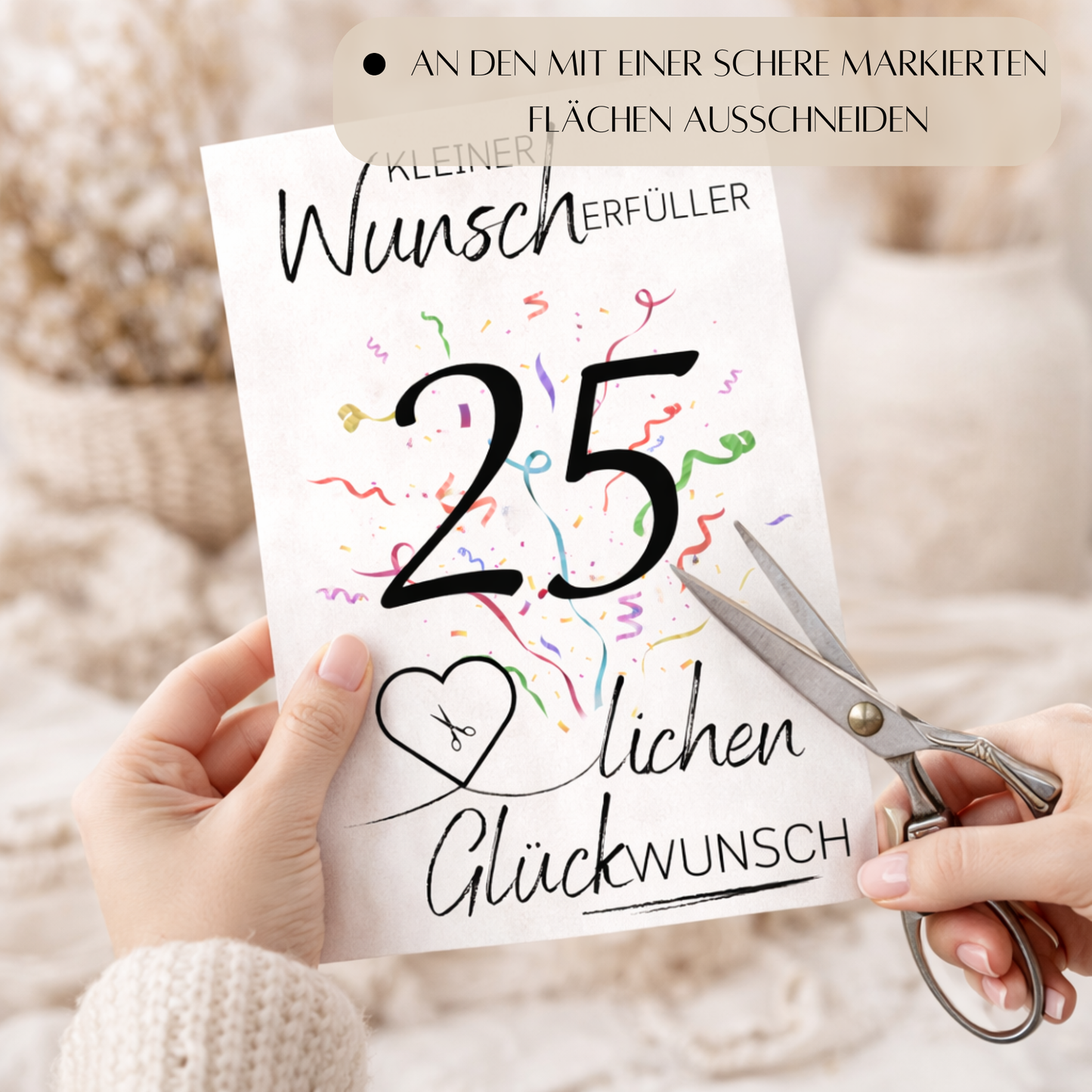 Geldgeschenk 25. Geburtstag Wunscherfüller | Digitaler Download | Last Minute Geschenkidee zum Ausdrucken