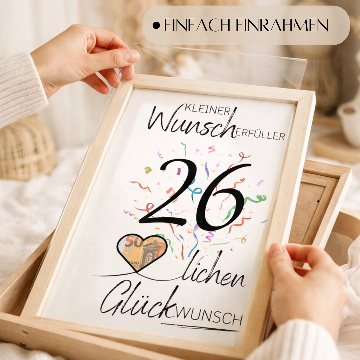Geldgeschenk 26. Geburtstag Wunscherfüller | Digitaler Download | Last Minute Geschenkidee zum Ausdrucken
