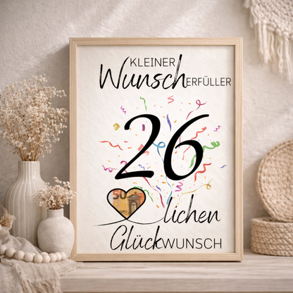 Geldgeschenk 26. Geburtstag Wunscherfüller | Digitaler Download | Last Minute Geschenkidee zum Ausdrucken