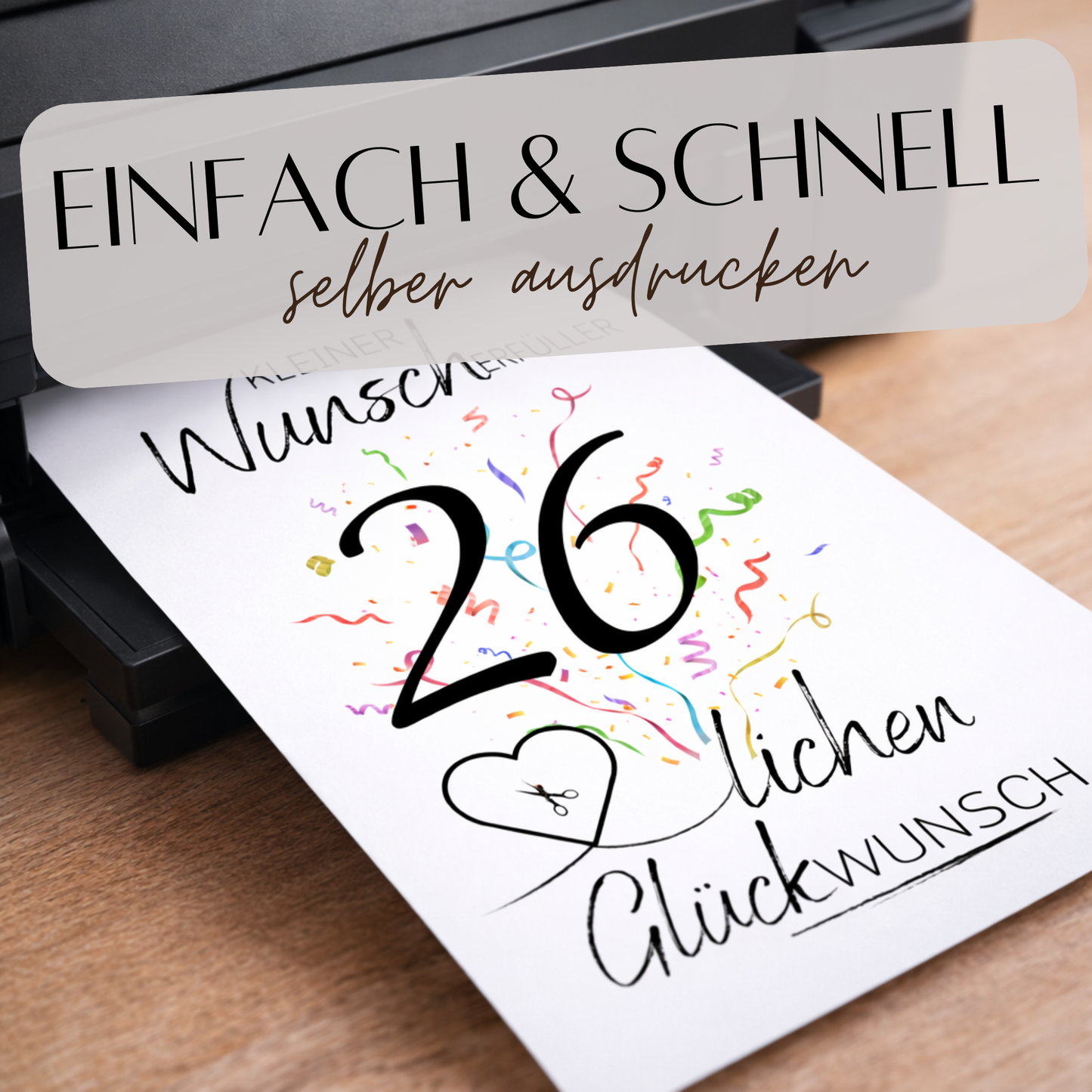 Geldgeschenk 26. Geburtstag Wunscherfüller | Digitaler Download | Last Minute Geschenkidee zum Ausdrucken