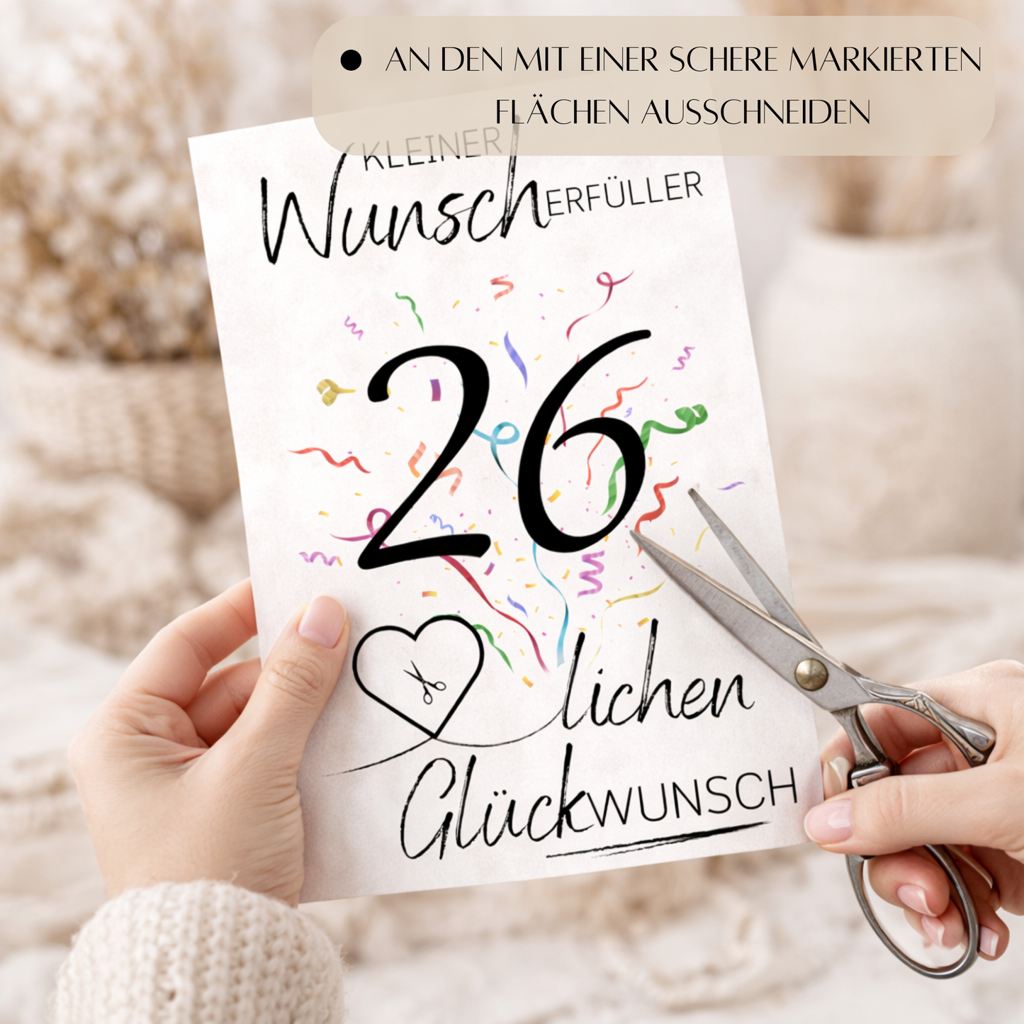 Geldgeschenk 26. Geburtstag Wunscherfüller | Digitaler Download | Last Minute Geschenkidee zum Ausdrucken