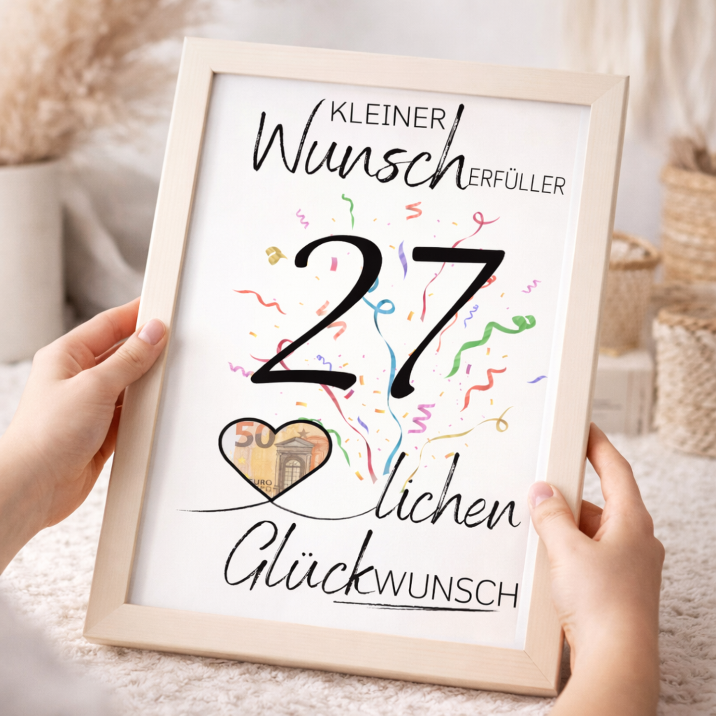 Geldgeschenk 27. Geburtstag Wunscherfüller | Digitaler Download | Last Minute Geschenkidee zum Ausdrucken